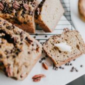 Banana bread with chocolate chips and pecans