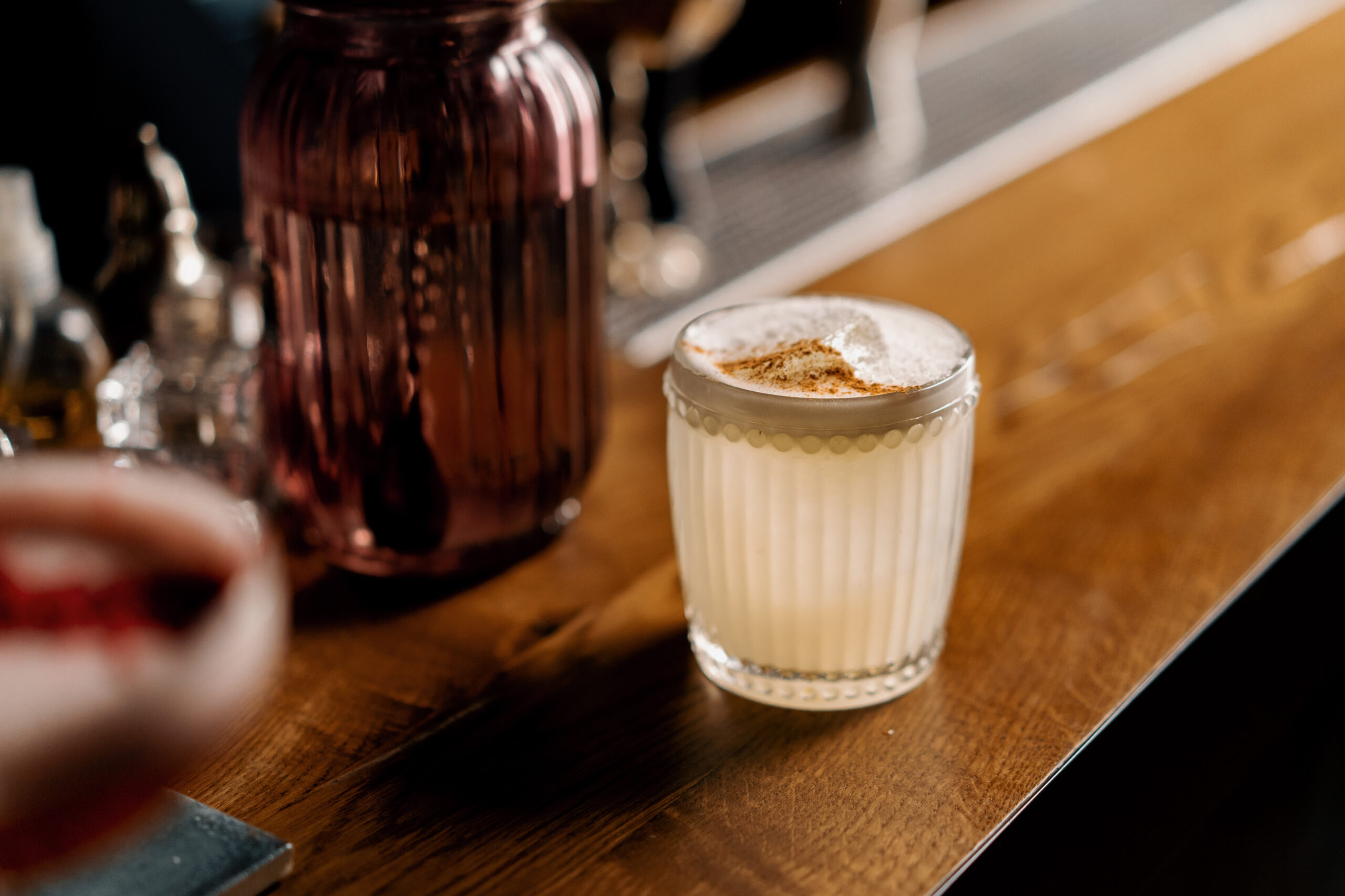 a drink sitting on a table