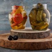 pickles in glass jars