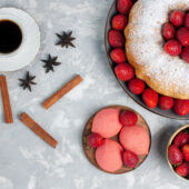 strawberry cake and tea