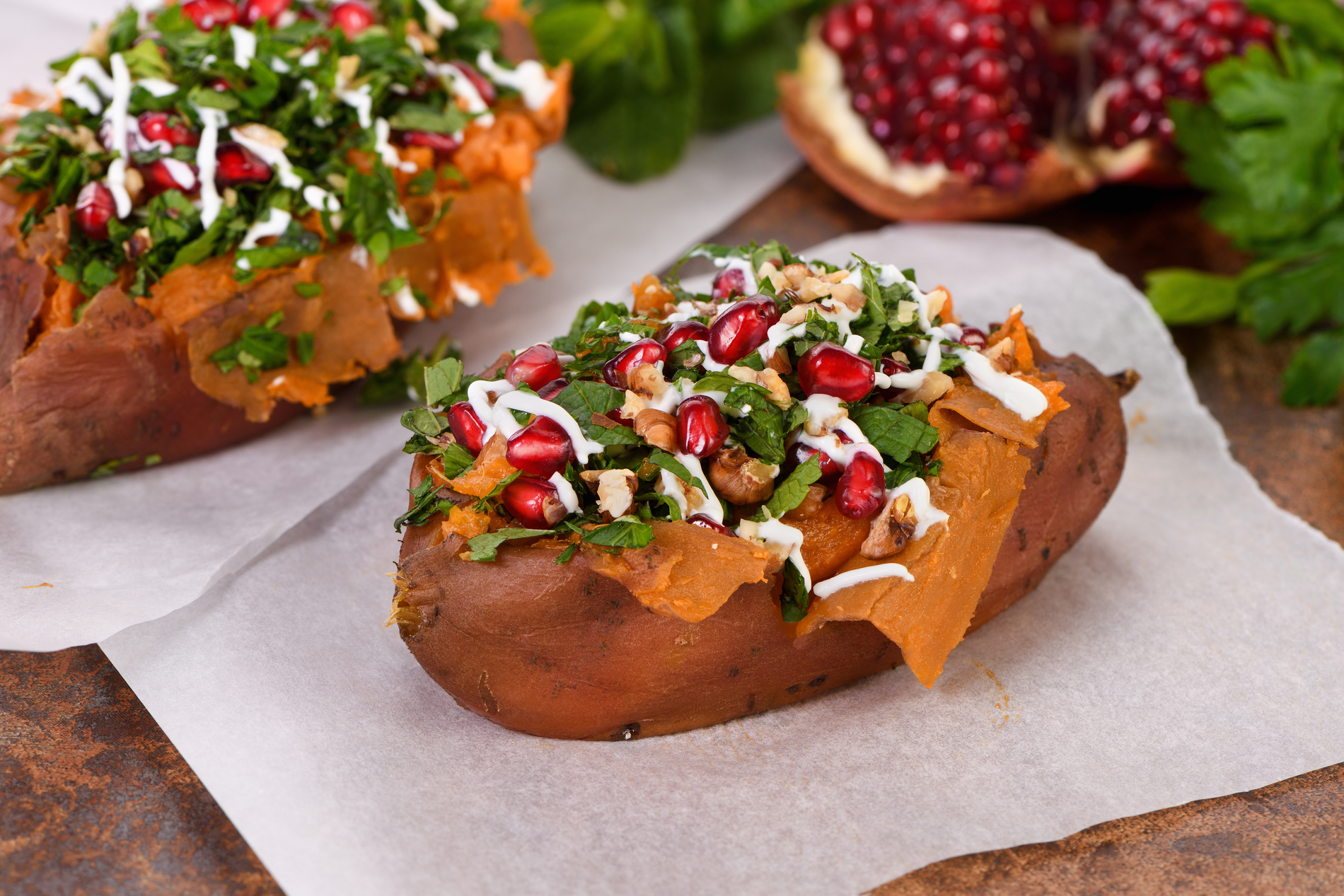 Baked Sweet Potato with Toppings