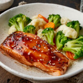 Sweet Meets Savory Molasses Soy Glazed Salmon and Vegetables