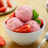Strawberry icecream in a bowl